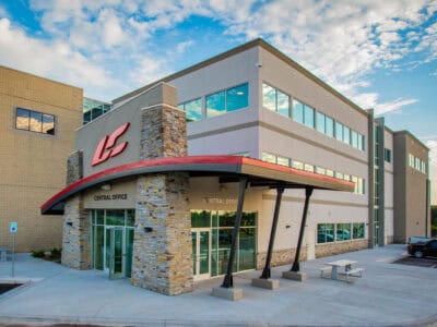 exterior dusk entrance
